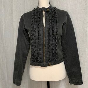 STELLA STAR Ruffled Faux Leather Moto Jacket